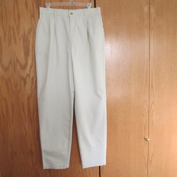 DOCKER'S WOMEN'S SIZE 14 L DRESS PANTS BEIGE TWILL PLEATED TROUSERS SLACKS OFFIC - Picture 1 of 9